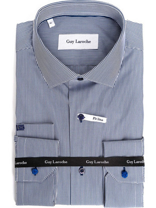 Guy Laroche Ανδρικό Πουκάμισο Βαμβακερό Ριγέ Μακρυμάνικο Κανονική Γραμμή Μπλε 0828772-1