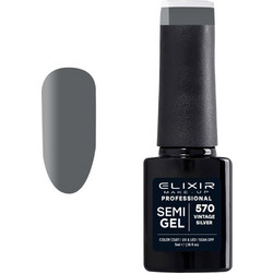 Elixir Semigel 570 Vintage Silver Ημιμόνιμο Βερνίκι Νυχιών 5ml