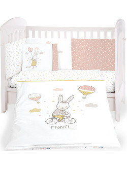 KikkaBoo Rabbits In Love Σετ Κούνιας 70x140cm White/Pink 6τμχ