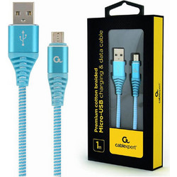 Καλώδιο Φόρτισης CABLEXPERT (CC-USB2B-AMmBM-1M-VW) USB-A σε Micro USB - 2.1A, QC, USB 2.0 - Braided - 1m - Μπλε CC-USB2B-AMmBM-1M-VW