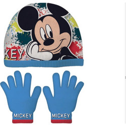Mickey Mouse Παιδικό Σετ Σκουφάκι One Size με Γάντια, σε Μπλε χρώμα - Aria Trade