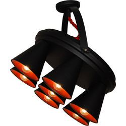 Home Lighting Brandon Κρεμαστό Φωτιστικό Οροφής με Σχοινί Πολύφωτο Μαύρο 77-3996