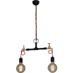 Home Lighting Hikari Κρεμαστό Φωτιστικό Οροφής Δίφωτο E27 Κόκκινο 77-2788