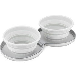 Navaris Silicone Travel Case for Dogs and Cats Set of 2 - Σετ με 2 Πτυσσόμενα Μπολ Ταξιδιού από Σιλικόνη για Κατοικίδια - 15 x 10 x 7.6 cm - Light Grey (55167.25)