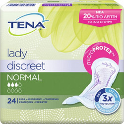 Tena Lady Discreet Normal Σερβιέτες Ακράτειας 3 Σταγόνες 24τμχ