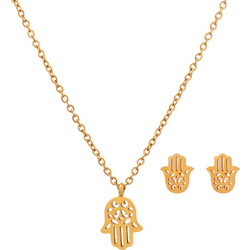 Dalee Dalee Stainless Steel Hamsa Hand Σετ Κολιέ & Σκουλαρίκια (REF05437)