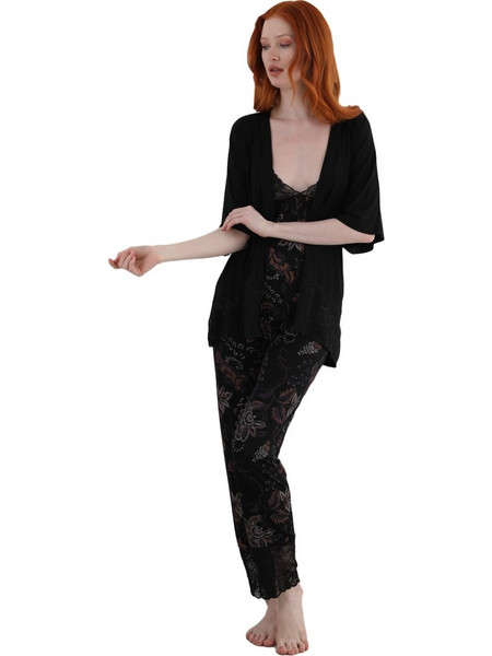 Σετ Πιτζαμα - Ρομπα Sevim Viscose Lace & Flowers 13202