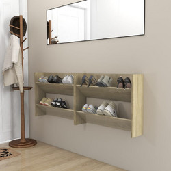 vidaXL Παπουτσοθήκη Ξύλινη Τοίχου Sonoma M80xΠ18xΥ60cm 806748