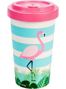 Well Ποτήρι Bamboo με Καπάκι Flamingo Pink 500ml
