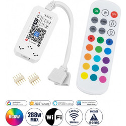 GloboStar 73404 Ασύρματος Smart Home Wi-Fi LED RGBW Controller με 2 Εξόδους RGBW και Χειριστήριο 2.4Ghz RF DC 12V Max 144W - DC 24V Max 288W