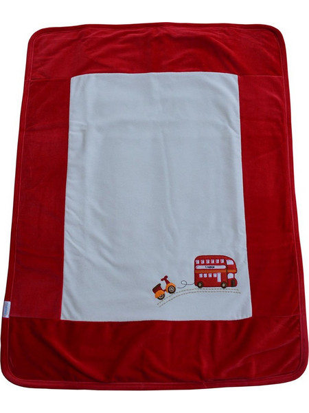 Bebe Stars Happy Travel 2066 Κουβέρτα Αγκαλιάς Bελουτέ 90x110 Λευκή Κόκκινη