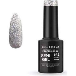 Elixir Semigel 642 Luxury Silver Glitter Ημιμόνιμο Βερνίκι Νυχιών 5ml