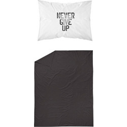 Borea Σετ Παιδικά Σεντόνια Μονά Βαμβακερά 160x240 Never Give Up Black/White