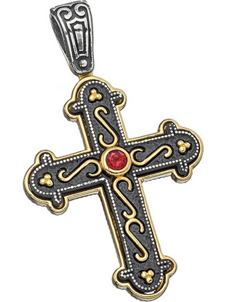 Σταυρός Anastasios Creations ασήμι 925 βυζαντινός με γρανάδα ST33
