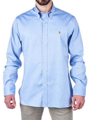 Polo Ralph Lauren Ανδρικό Πουκάμισο Βαμβακερό Μακρυμάνικο Κανονική Γραμμή Γαλάζιο 712870507-002
