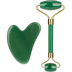 Σετ Jade Roller με Πέτρα Νεφρίτη + Gua Sha Dark Green
