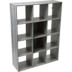 Aria Trade Βιβλιοθήκη 12 Τετράγωνα Ράφια Γκρι 108x32x134 cm