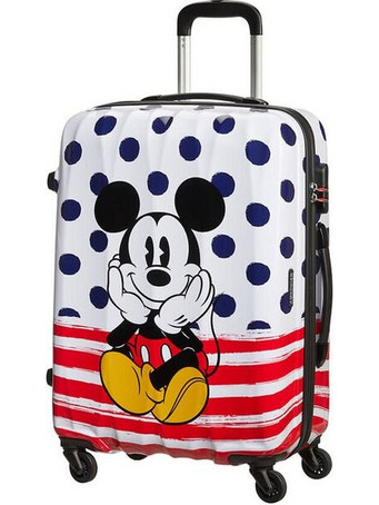 American Tourister Disney Legends Mickey Dots Παιδική Βαλίτσα Μεσαία 65x47x27cm με 4 Ρόδες Λευκή