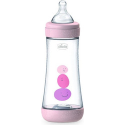 Chicco Perfect 5 Πλαστικό Μπιμπερό με Θηλή Σιλικόνης κατά των Κολικών 4m+ Ροζ 300ml