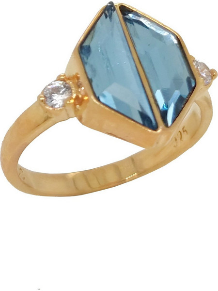 Δαχτυλίδι Anastasios Creations χρυσό ασήμι 925 με swarovski aquamarine FD754