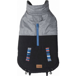 Fo Sos Μπουφάν Σκύλου Fleece 30cm Μαύρο - Γκρι Ζεστό και άνετο μπουφάν από ανακυκλωμένα PET πλαστικά μπουκάλια