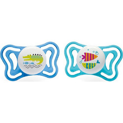 Chicco PhysioForma Light Ανατομικές Ορθοδοντικές Πιπίλες Σιλικόνης 16-36m Κροκοδειλάκι Ψαράκια 2τμχ