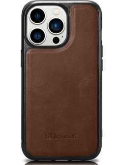 iCarer Oil Wax Leather MagSafe Back Cover Brown (iPhone 14 Pro Max)
