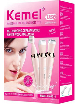 Kemei Trimmer Μηχανή Γυναικεία Επαναφορτιζόμενη Προσώπου Σώματος Μύτης Φρυδιών Αυτιών & Ευαίσθητης Περιοχής KM-4010