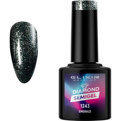 Elixir Diamond Semi Gel 1243 Emerald Glitter Ημιμόνιμο Βερνίκι Νυχιών 8ml