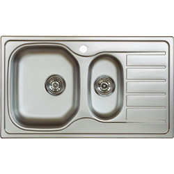 Ανοξείδωτος Νεροχύτης Inox Σαγρέ Mε 2 Γούρνες MartinHome Μ50xΠ86cm Ασημί AEB 860 D