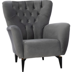 HomeMarkt Μπερζέρα Βελούδινη Γκρι HM9217.20