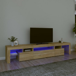 vidaXL Έπιπλο Τηλεόρασης Ξύλινο Μπεζ με Φωτισμό Led Μ215xΠ36.5xΥ40cm 3152796