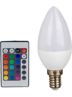 Λάμπα smart led κεράκι 4W E14 230V RGB +3000K εναλλαγής χρωμάτων με τηλεχειριστήριο - C37414RGBWN