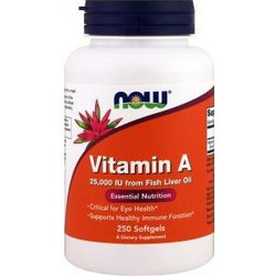 Now Foods Vitamin A 25000iu 250 Μαλακές Κάψουλες