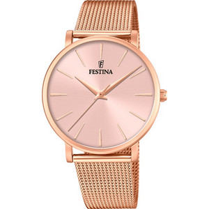 Festina Γυναικείο Ρολόι με Ροζ Χρυσό Μεταλλικό Μπρασελέ F20477/1