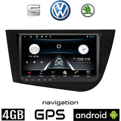 SEAT LEON (2005-2011) Android 4GB οθόνη αυτοκίνητου με GPS WI-FI (ηχοσύστημα αφής 9" ιντσών OEM Youtube Playstore Apple Carplay Android Auto MP3 USB Radio Bluetooth Mirrorlink εργοστασιακή, 4x60W, μαύ