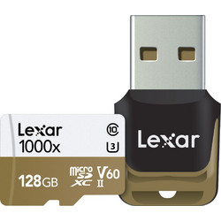 Lexar 1000X microSDXC 128GB Class 10 U3 UHS-II + Reader