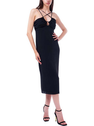 My Tiffany Wearables Midi Καλοκαιρινό Φόρεμα για Γάμο / Βάπτιση Μαύρο S23T1295