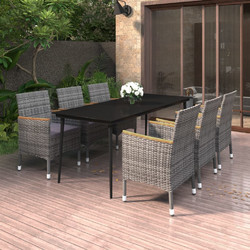 vidaXL Σετ Τραπεζαρία Κήπου Rattan 7τμχ Γκρι 3099791