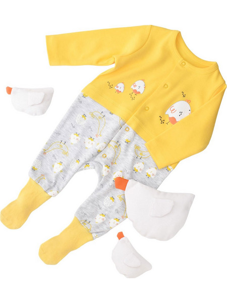 BiBaby Φορμάκι Μακρυμάνικο Κίτρινο Γκρι BB60653
