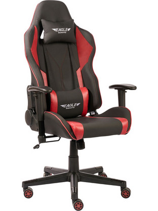 Varossi Eagle Καρέκλα Gaming Υφασμάτινη με Ρυθμιζόμενα Μπράτσα Μαύρη Κόκκινη 500-084