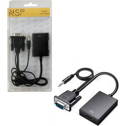 NSP N15 ΜΕΤΑΤΡΟΠΕΑΣ VGA/VGA/3.5mm MALE TO HDMI FEMALE 1920x1080 BLACK VOLTE-TEL