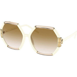 Tory Burch 9072U 189913 Γυναικεία Γυαλιά Ηλίου Πολυγωνικά Κοκάλινα Μεταλλικά Λευκά με Καφέ Polarized Φακό