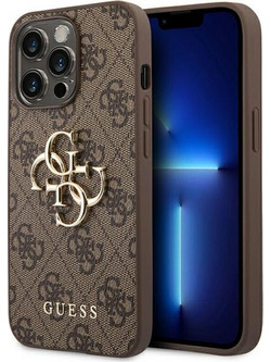Guess Big Metal Logo Back Cover Brown (iPhone 14 Pro)