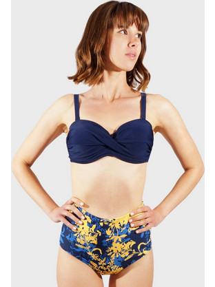 Gsecret Bikini Set με Ενίσχυση Ψηλόμεσο Floral Navy Μπλε 85977-22835