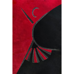 Χαλί 170x240cm γούνα προβάτου κόκκινο + μαύρο Joli Balerina