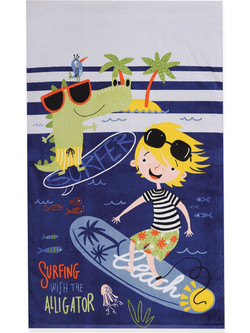 Nef-Nef Surfing With Aligator Παιδική Πετσέτα Θαλάσσης Μπλε 70x120cm