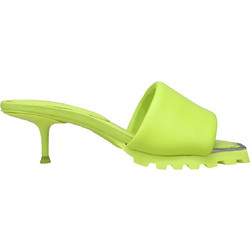DKNY Γυναικεία Πέδιλα Δερμάτινα Lime με Λεπτό Χαμηλό Τακούνι K1263380-CAI