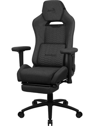 Aerocool ROYALASHBK Καρέκλα Gaming Υφασμάτινη με Ρυθμιζόμενα Μπράτσα και Υποπόδιο Μαύρη AEROROYAL-ASH-BLACK