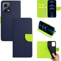 Θήκη Βιβλίο Sonique Trend Book Xiaomi Redmi Note 12 5G / Poco X5 5G Σκούρο Μπλε / Λαχανί